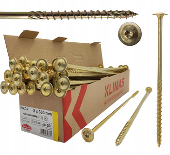 WKRĘTY CIESIELSKIE DO DREWNA TALERZOWE TORX 8x360