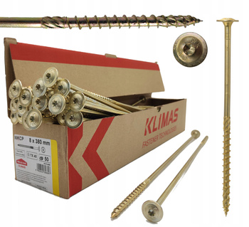 WKRĘTY CIESIELSKIE DO DREWNA TALERZOWE TORX 8x380